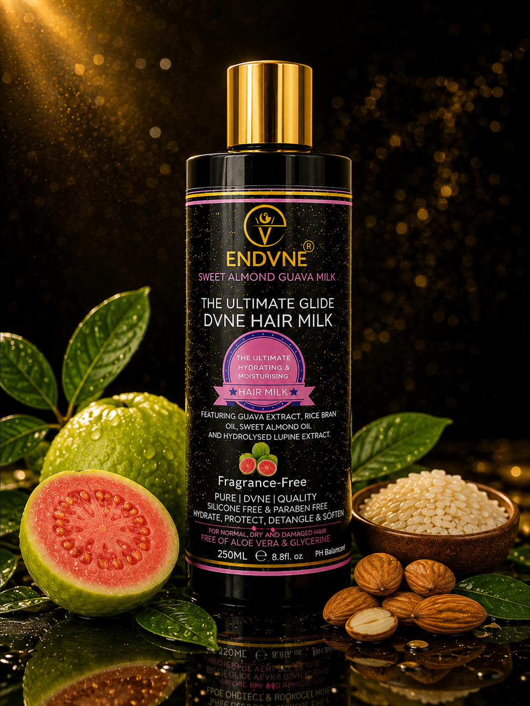 Sweet Almond Guava Hair Milk | Leave-In Conditioner with Almond Oil, Guava & Rice Bran Oil | ENDVNE